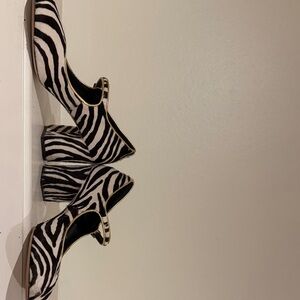 Zebra Print Heels with Gold Accents